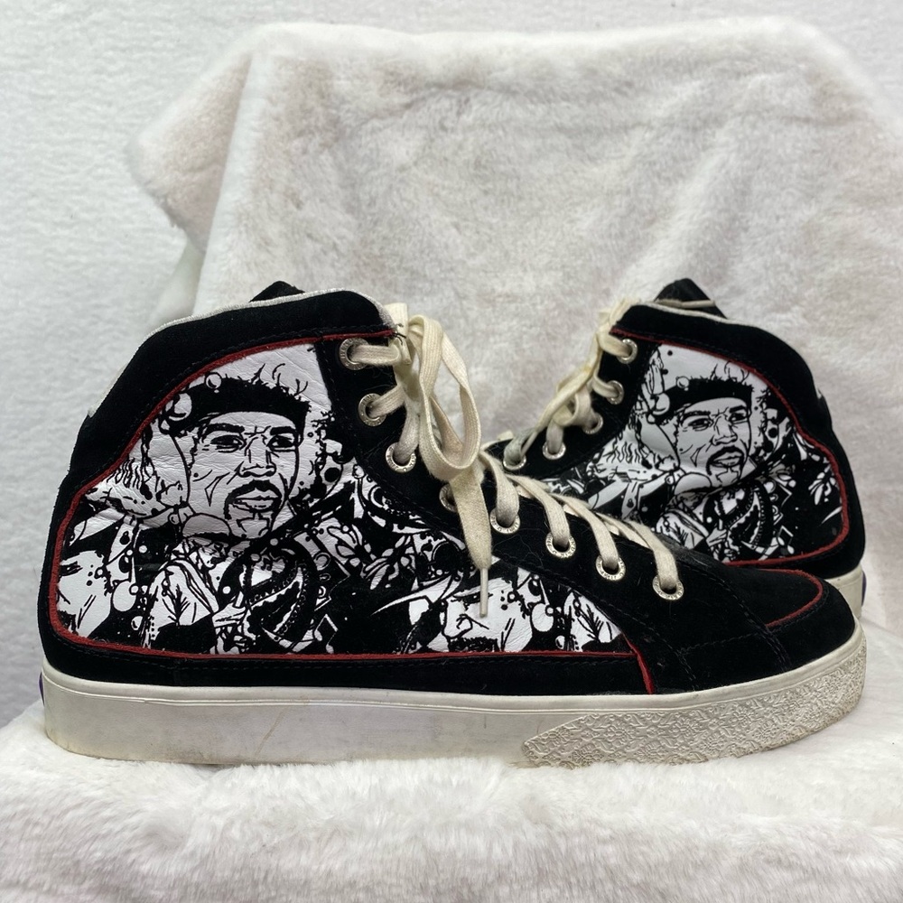 Jimi Hendrix black and white Velvet sneakers size 12